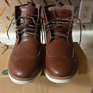 Men’s Oxford Ankle Boots Brown Leather Wingtip Boots